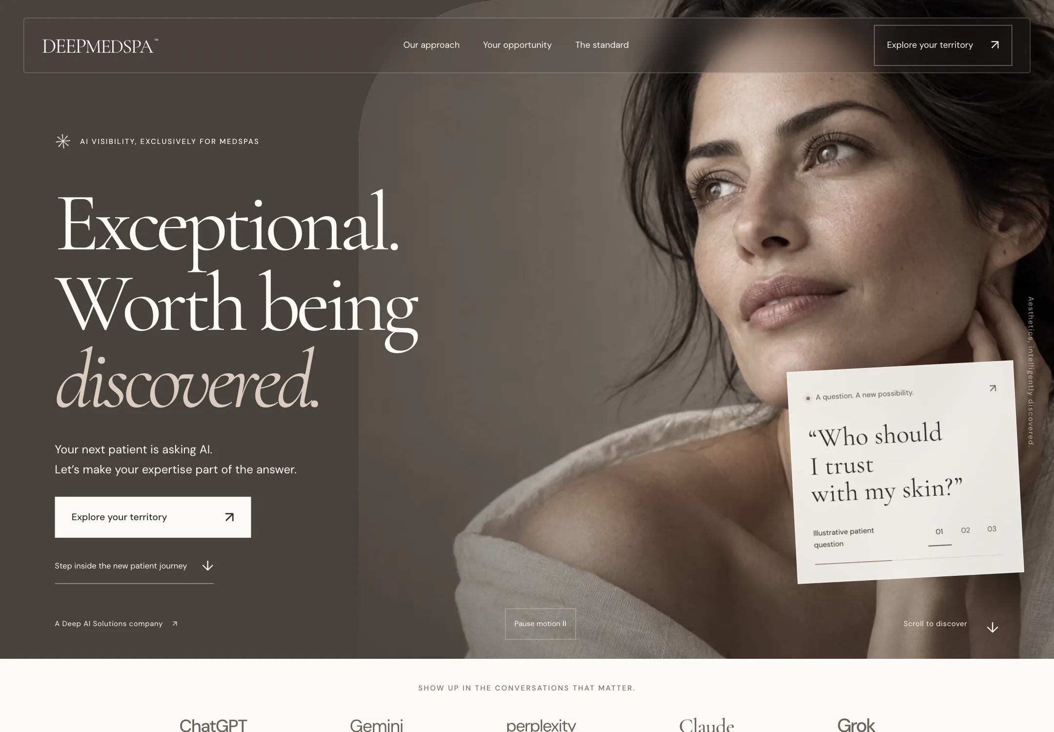 DeepMedSpa website, first screen on a desktop browser